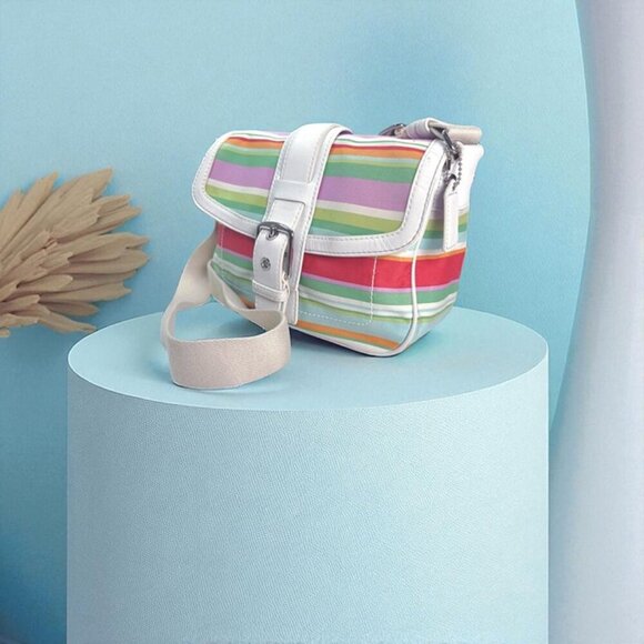 Coach Hampton Flap Multicolor Striped Crossbody/Shoulder Bag and wallet - Picture 6 of 12